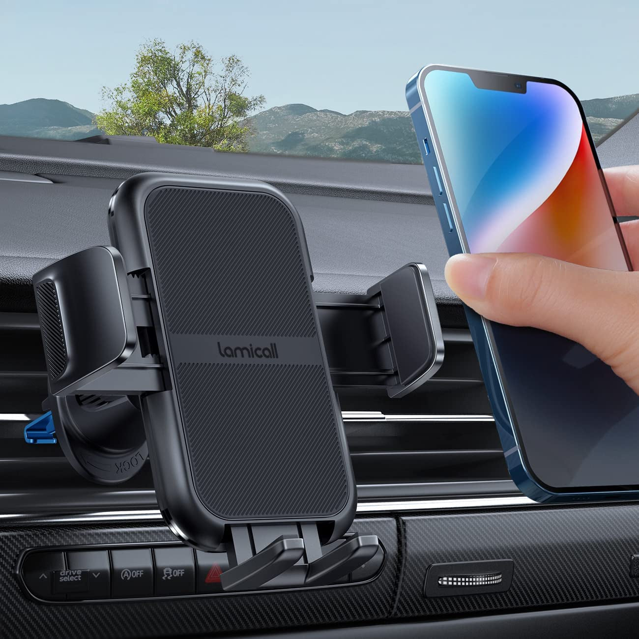 2024 Wider Clamp & Metal Hook Car Phone Holder Vent [Thick Cases Friendly] Phone Holders for Your Car Mount Automobile Hands Free Cradle Air Vent for Iphone 15 14 13 Pro Max Smartphone