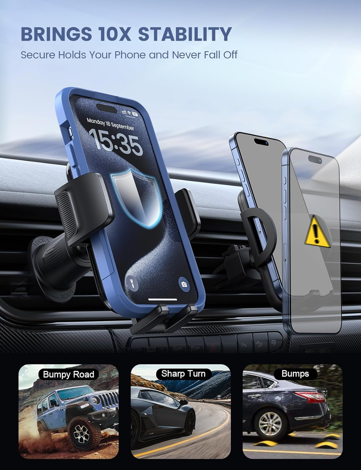 2024 Wider Clamp & Metal Hook Car Phone Holder Vent [Thick Cases Friendly] Phone Holders for Your Car Mount Automobile Hands Free Cradle Air Vent for Iphone 15 14 13 Pro Max Smartphone