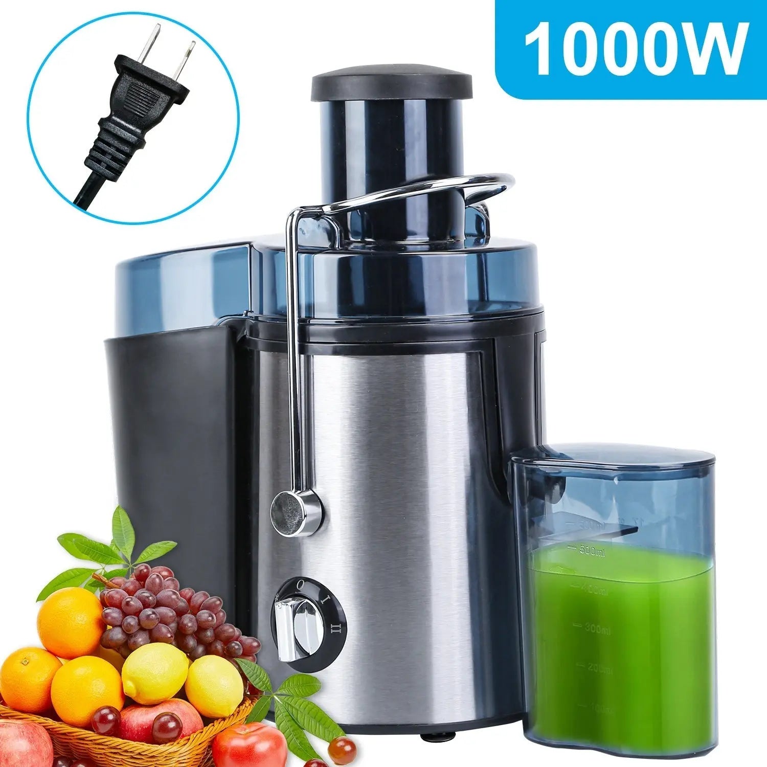 1000W Centrifugal Juicer Juice Extractor with 2 Speeds 3.6in Wide Feed Chute 17Oz Juicer Cup 54Oz Pulp Collector Electric Juicer for Fruits VegetablesVINE GLOBAL