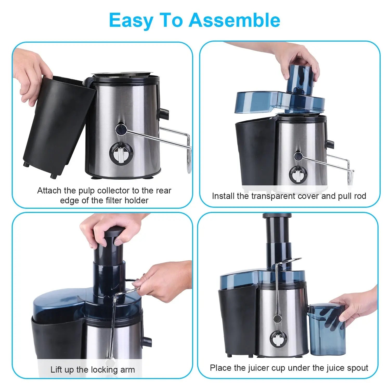 1000W Centrifugal Juicer Juice Extractor with 2 Speeds 3.6in Wide Feed Chute 17Oz Juicer Cup 54Oz Pulp Collector Electric Juicer for Fruits VegetablesVINE GLOBAL