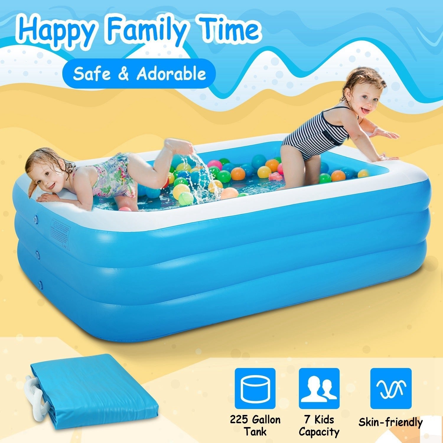 103x69x24in Inflatable Swimming Pools Family Swim Play Center Pool Blow up Kiddie PoolVINE GLOBAL