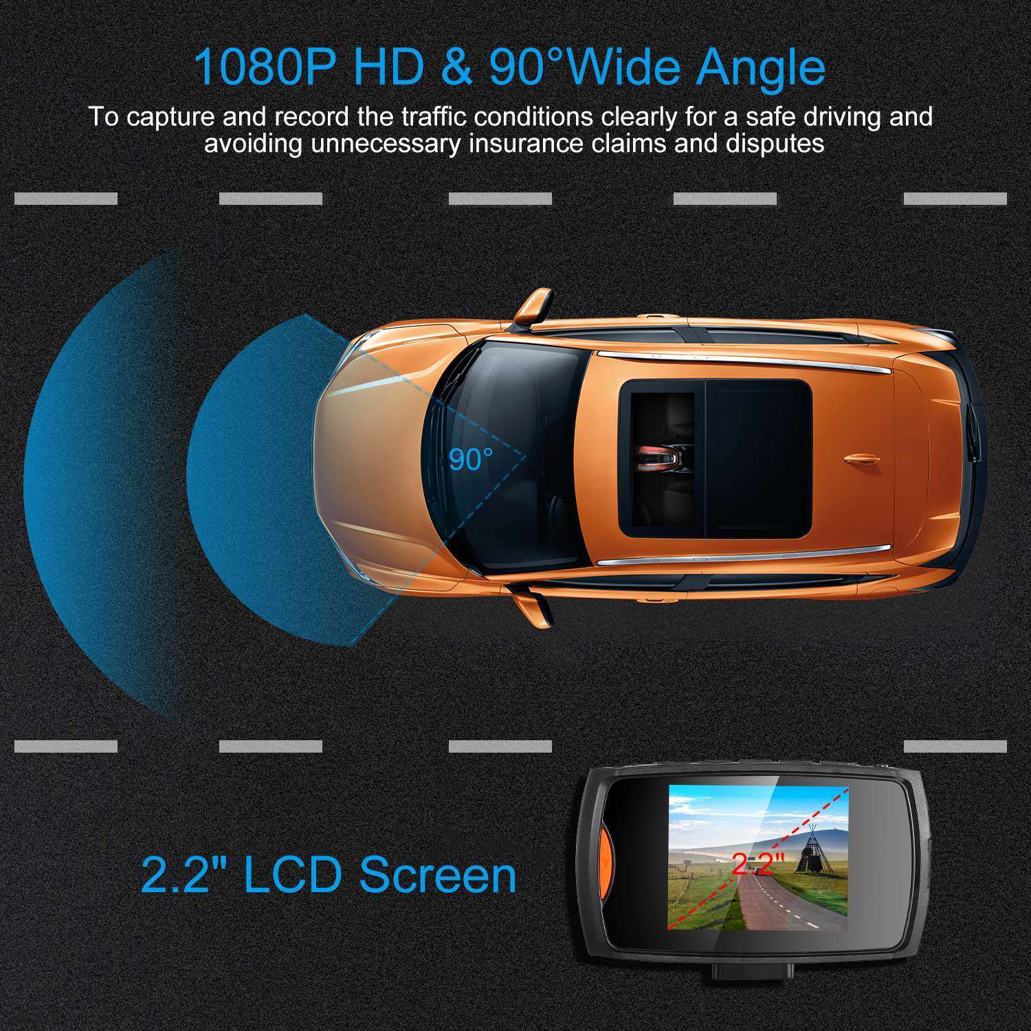 1080P Car DVR Camera Dash Cam Camcorder 90 Degree Angle Loop Recording Night VisonVINE GLOBAL