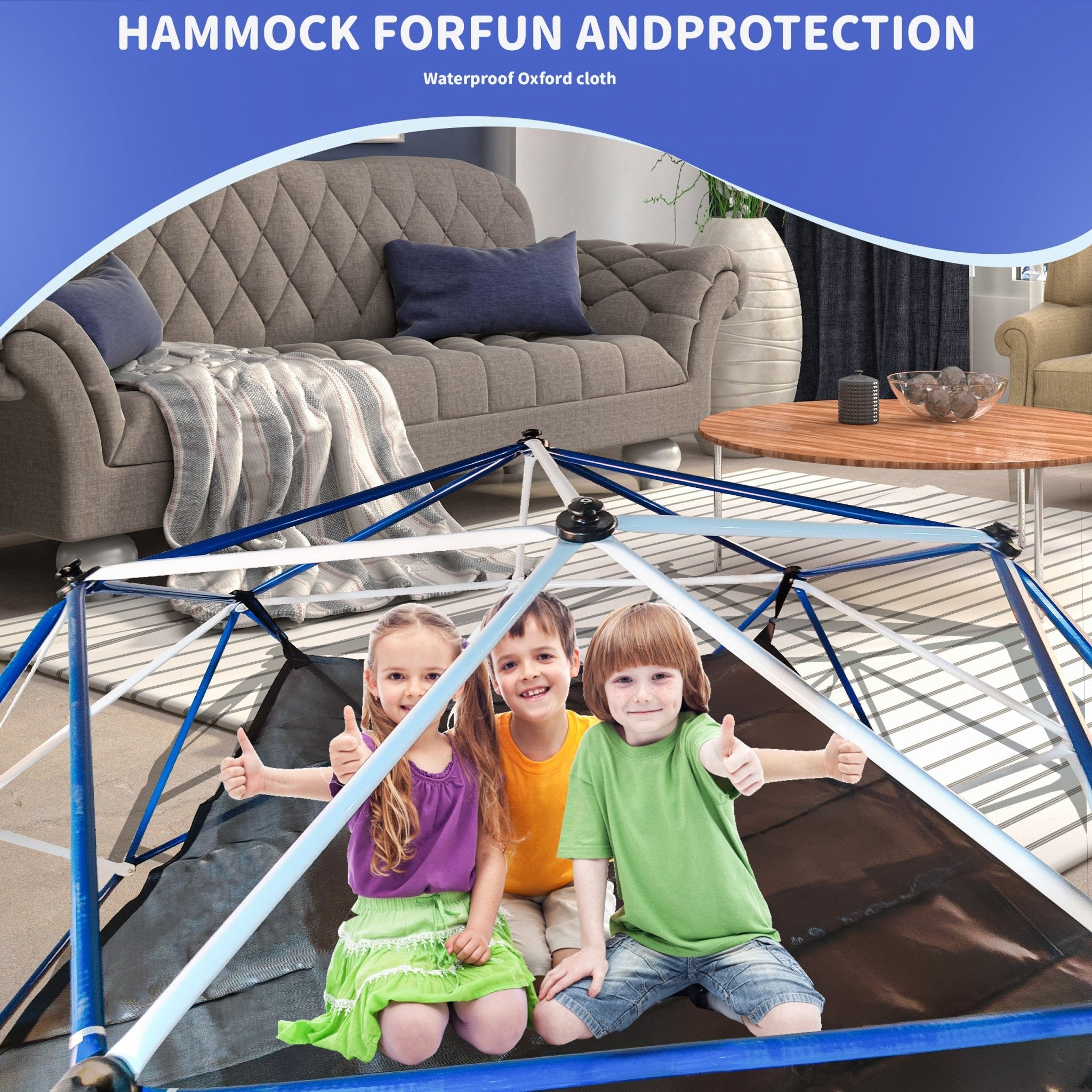 10FT Climbing Dome for Kids Jungle Gym Apply To Park Dome Climber With Hammock Playground EquipmentVINE GLOBAL