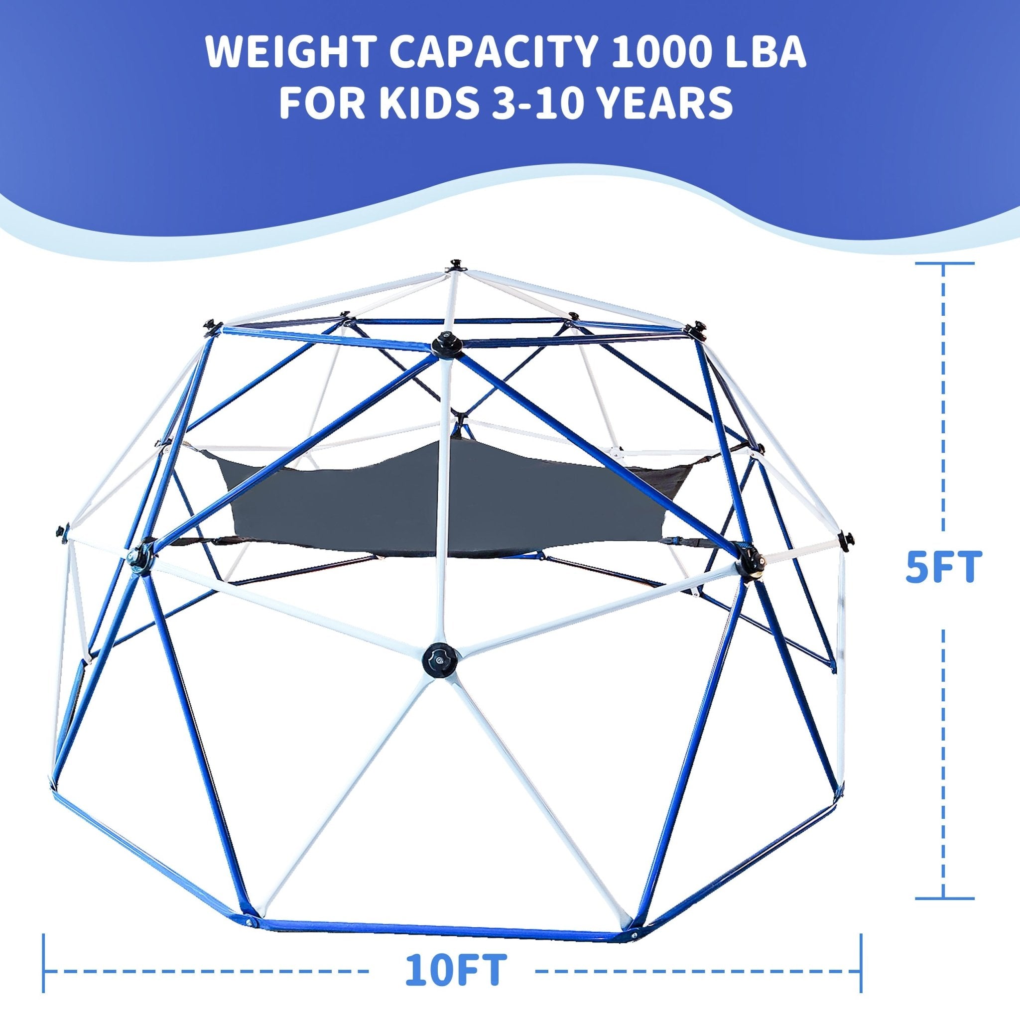 10FT Climbing Dome for Kids Jungle Gym Apply To Park Dome Climber With Hammock Playground EquipmentVINE GLOBAL