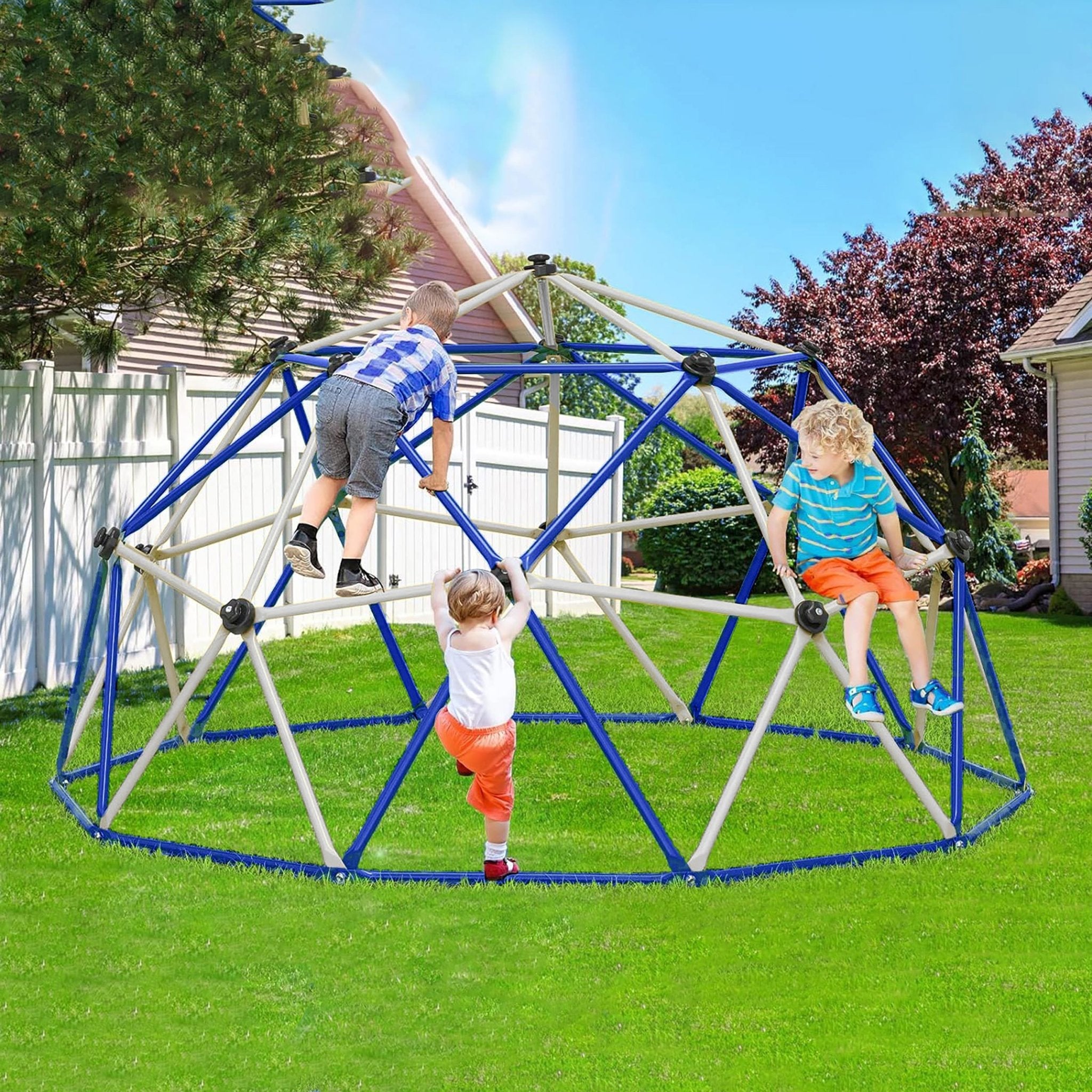 10FT Climbing Dome for Kids Jungle Gym Apply To Park Dome Climber With Hammock Playground EquipmentVINE GLOBAL