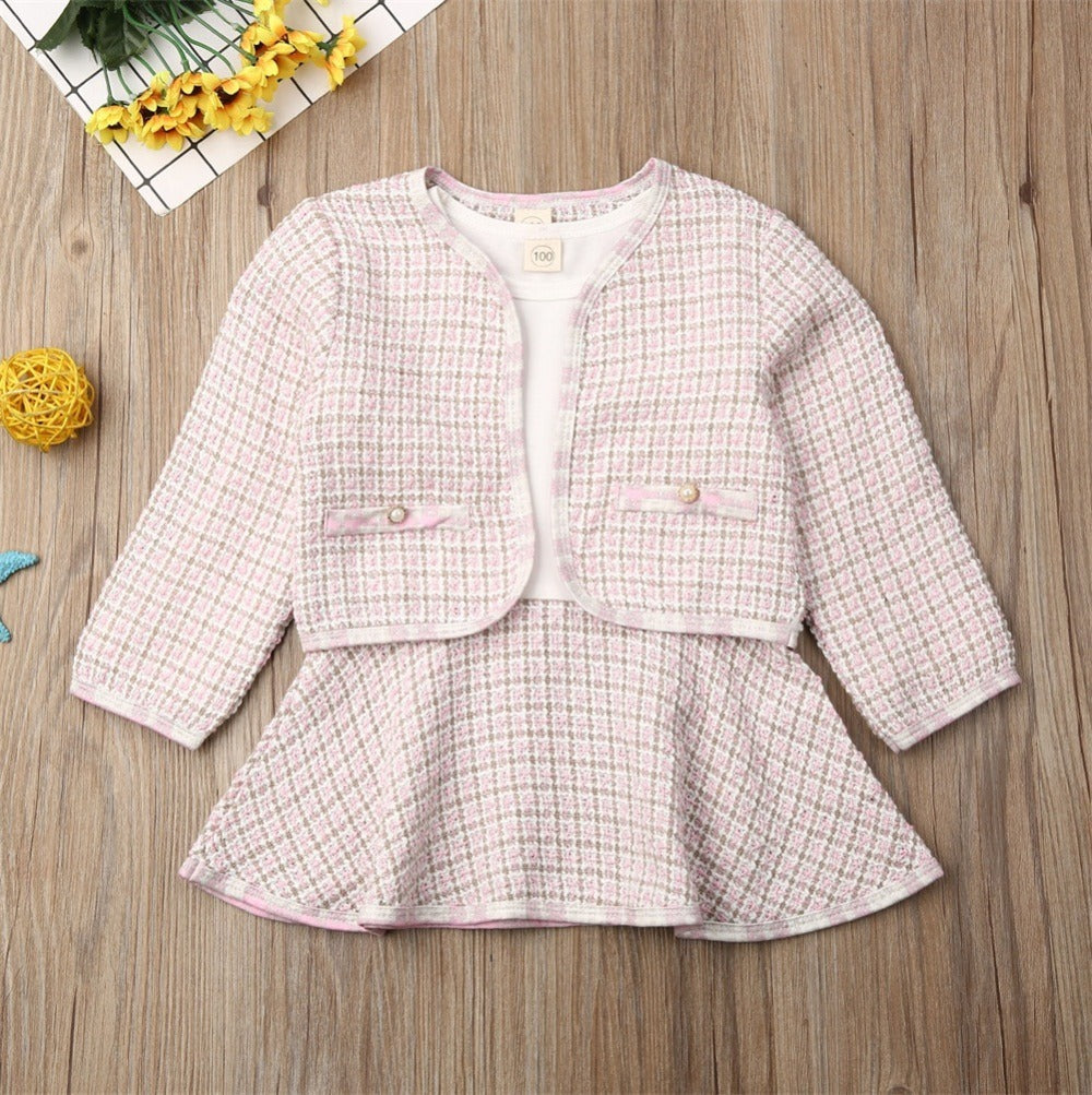 Long-sleeved Dresses Two-piece Children's Baby Small Incense Wind Suit - VINE GLOBAL