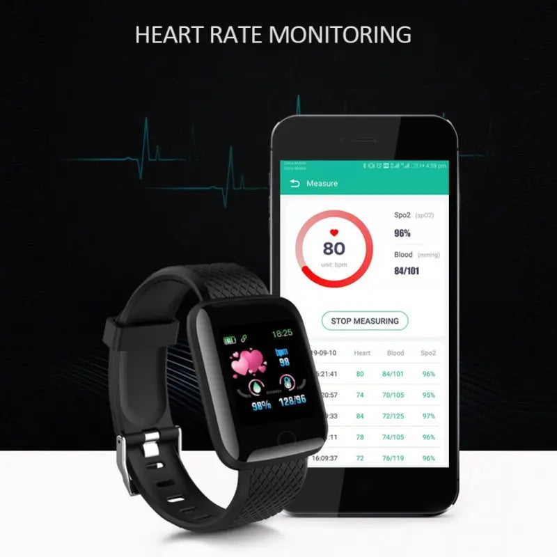 116 PLUS Smart Watch with Heart Rate and Blood Pressure MonitoringVINE GLOBAL