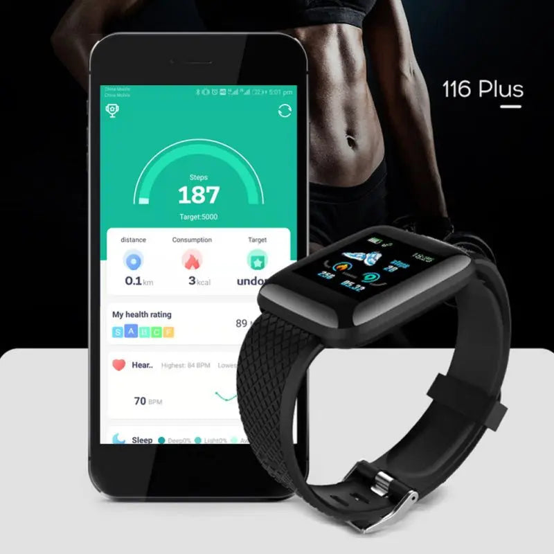 116 PLUS Smart Watch with Heart Rate and Blood Pressure MonitoringVINE GLOBAL