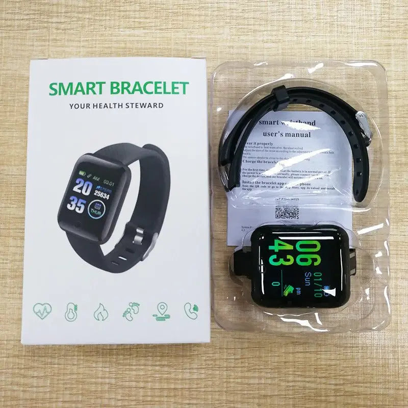 116plus Smart Bracelet Sports Bracelet D13 Color Screen Bracelet Sports Pedometer Bluetooth Reminder Heart Rate and Blood PressureVINE GLOBAL