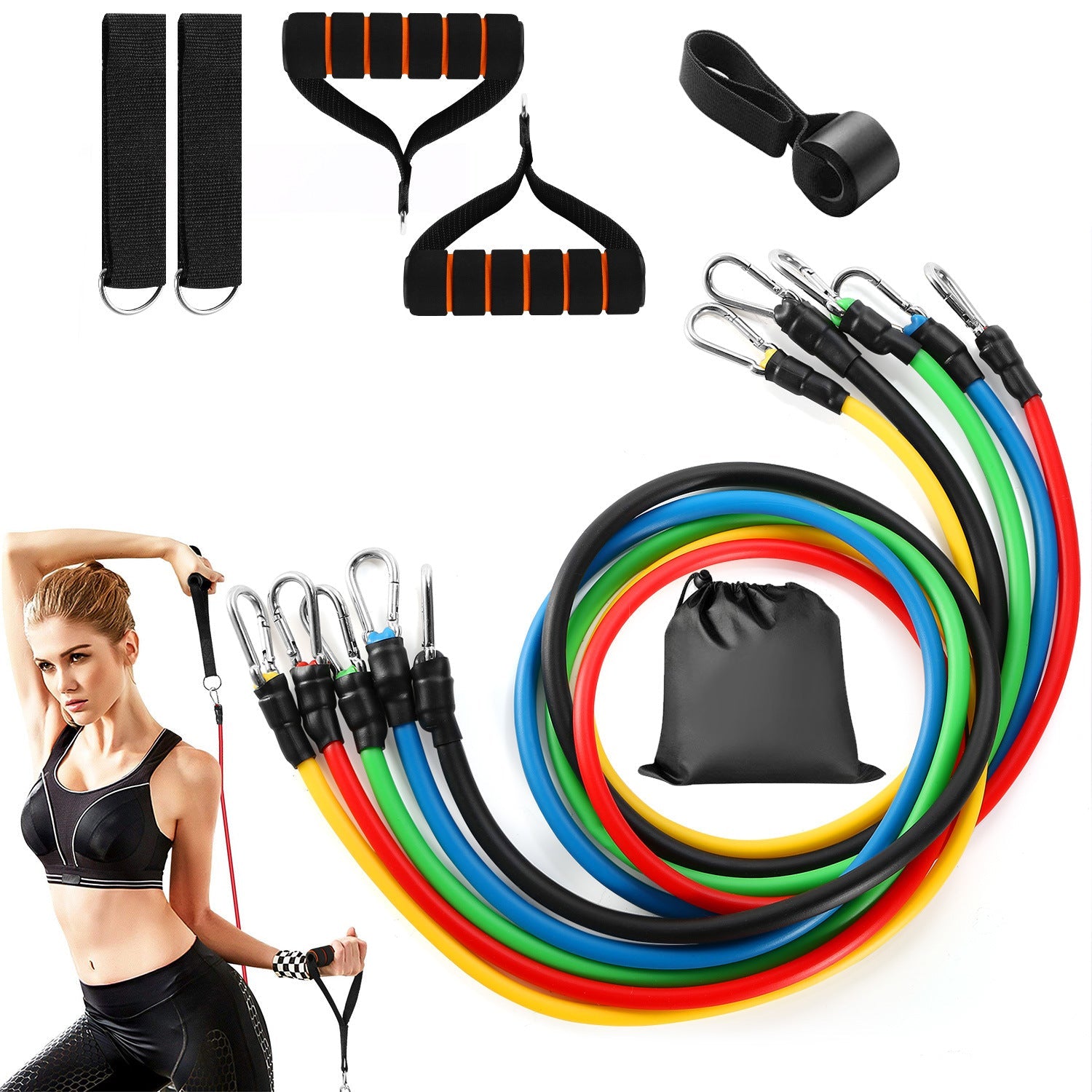 11Pcs Resistance Bands Set Fitness Workout Tubes Exercise Tube Bands Up to 100lbsVINE GLOBAL