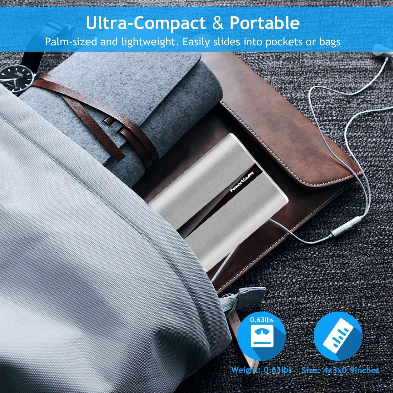 12000mAh Portable Charger with Dual USB Ports 3.1A Output Power Bank Ultra - Compact External Battery PackVINE GLOBAL
