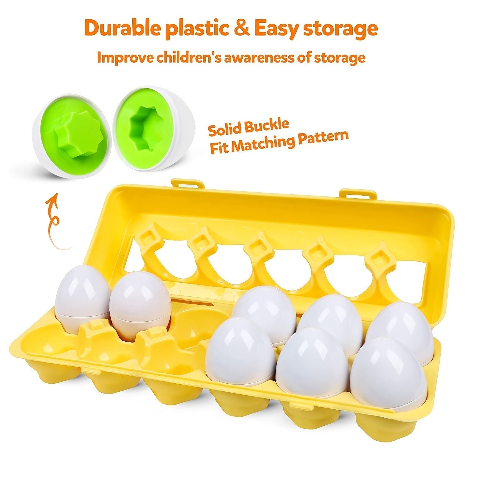 12pcs Matching Eggs Set Easter Egg - Color & Shape Recognition Sorter Skills Toys For Toddlers; Early Learning Educational Fine Motor Skill Montessori Gift For 1 2 3 Year Old Kids Boys And GirlsVINE GLOBAL