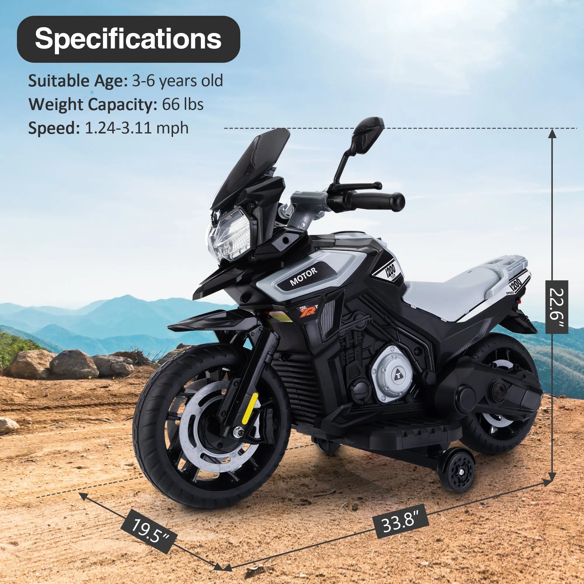 12V Off - Road Motorcycle - Silver WhiteVINE GLOBAL