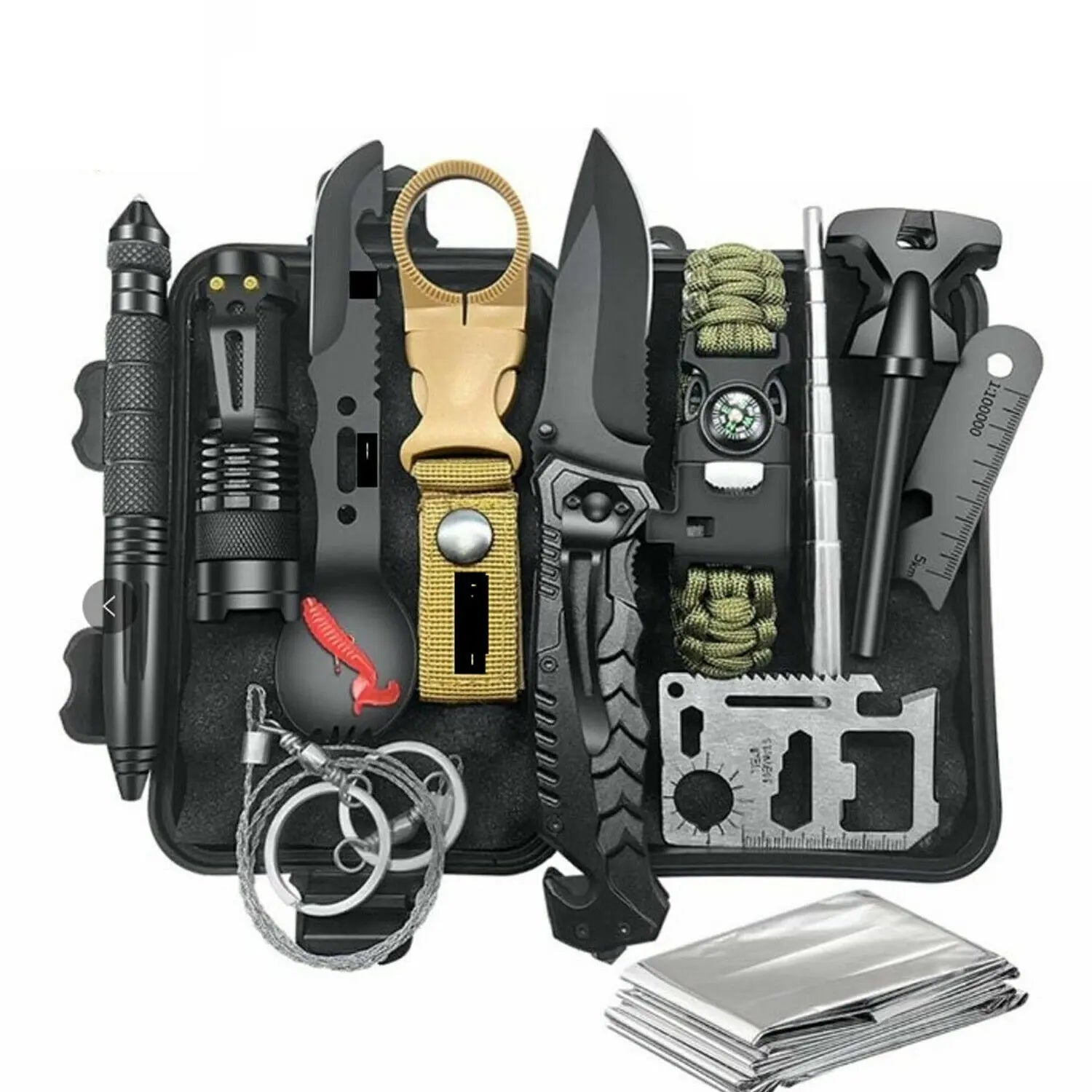 14in1 Outdoor Emergency Survival Gear Kit Camping Hiking Survival Gear Tools Kit Survival Gear And Equipment, Outdoor Fishing Hunting Camping AccessoriesVINE GLOBAL