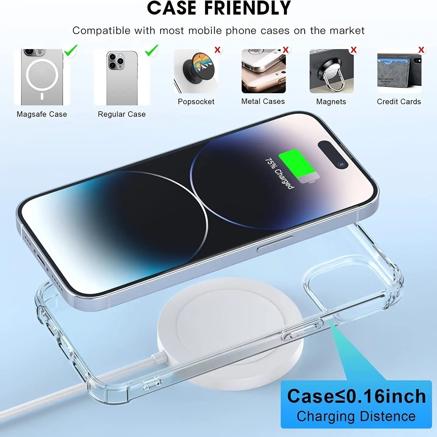 15W Magnetic Wireless Charger With USB - C Compatible With MagSafe Wireless Charger Fast Charging Lightning For IPhone 13/13 Mini/13Pro/13Pro Max/iPhone 12/12 Mini/12Pro MaxVINE GLOBAL