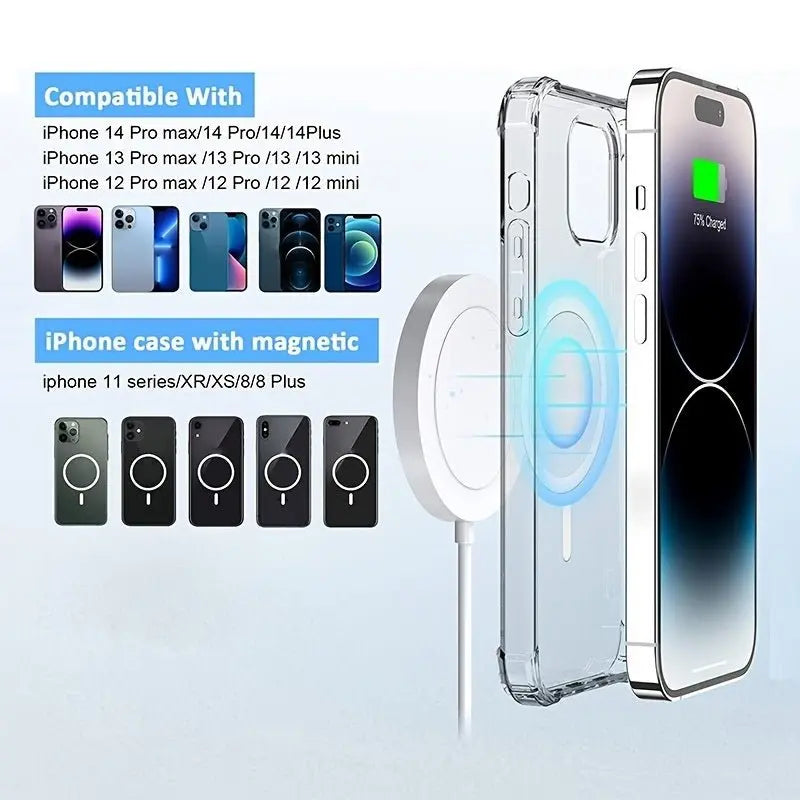 15W Magnetic Wireless Charger With USB - C Compatible With MagSafe Wireless Charger Fast Charging Lightning For IPhone 13/13 Mini/13Pro/13Pro Max/iPhone 12/12 Mini/12Pro MaxVINE GLOBAL