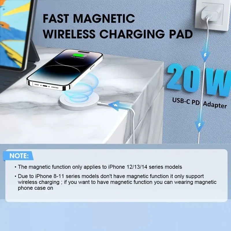 15W Magnetic Wireless Charger With USB - C Compatible With MagSafe Wireless Charger Fast Charging Lightning For IPhone 13/13 Mini/13Pro/13Pro Max/iPhone 12/12 Mini/12Pro MaxVINE GLOBAL