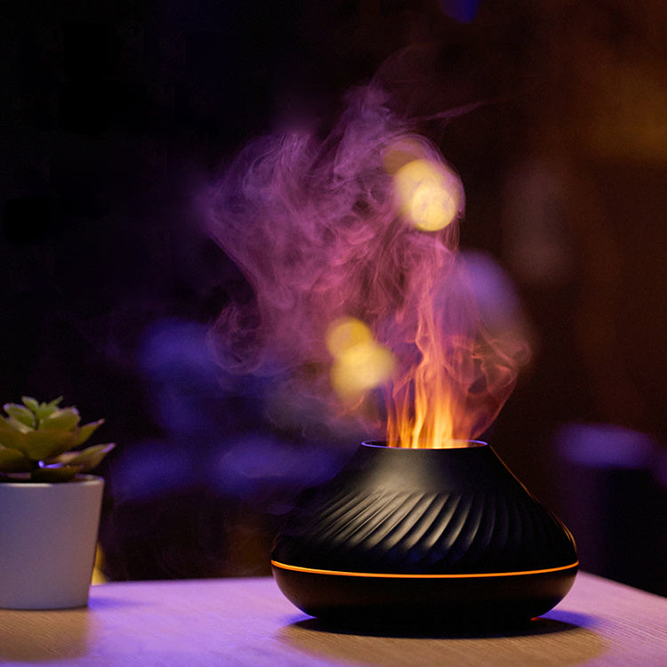 Newest RGB Flame Aroma Diffuser 130Ml 3d Colorful Flame Humidifier Fire Volcano Diffuser Flame - VINE GLOBAL