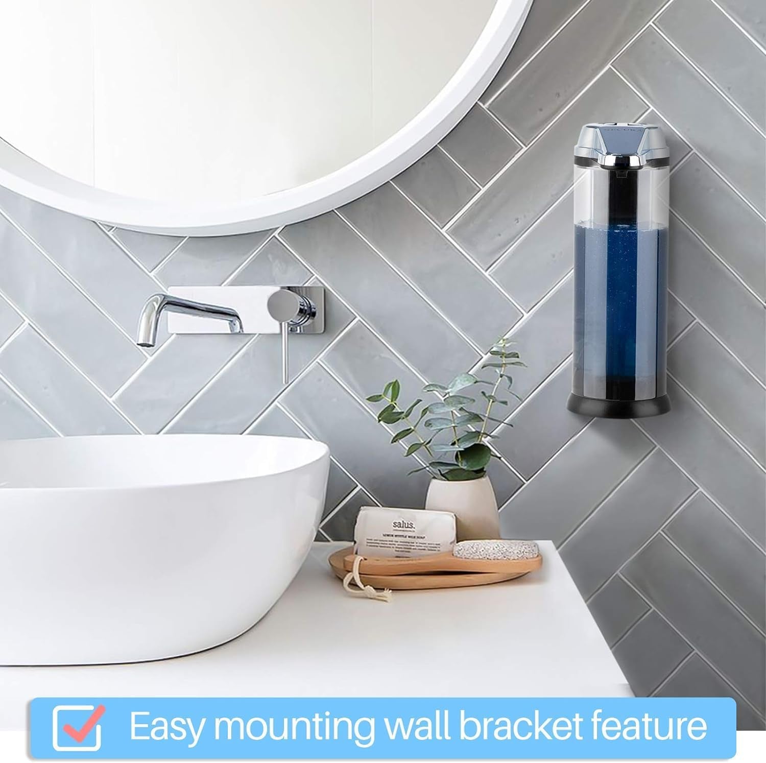 17Oz Automatic Liquid Soap Dispenser, Touchless Battery Operated Hand Soap Dispenser with Adjustable Soap Dispensing Volume Control Dial, Perfect for Household Use (Chrome)VINE GLOBAL