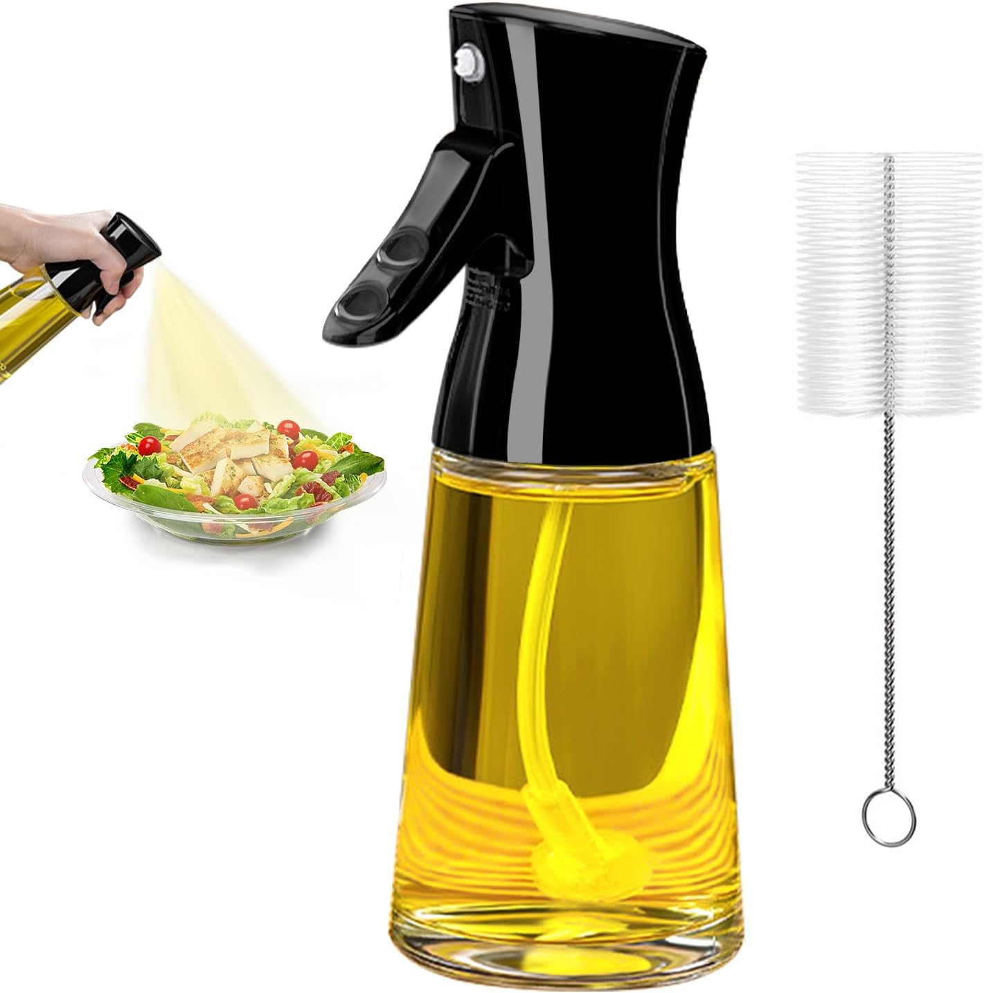 180ml Glass Olive Oil Sprayer with Brush for Cooking - Thick Glass, Strong Spray ForceVINE GLOBAL