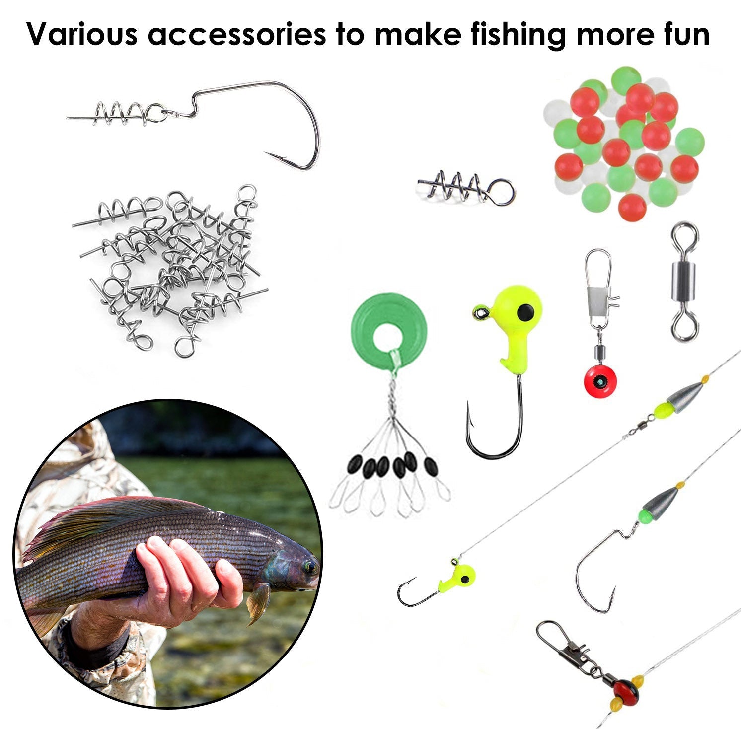 188Pcs Fishing Accessory Kit Portable Fishing Set Including Jig Hooks Sinker Weights Spoon LureVINE GLOBAL
