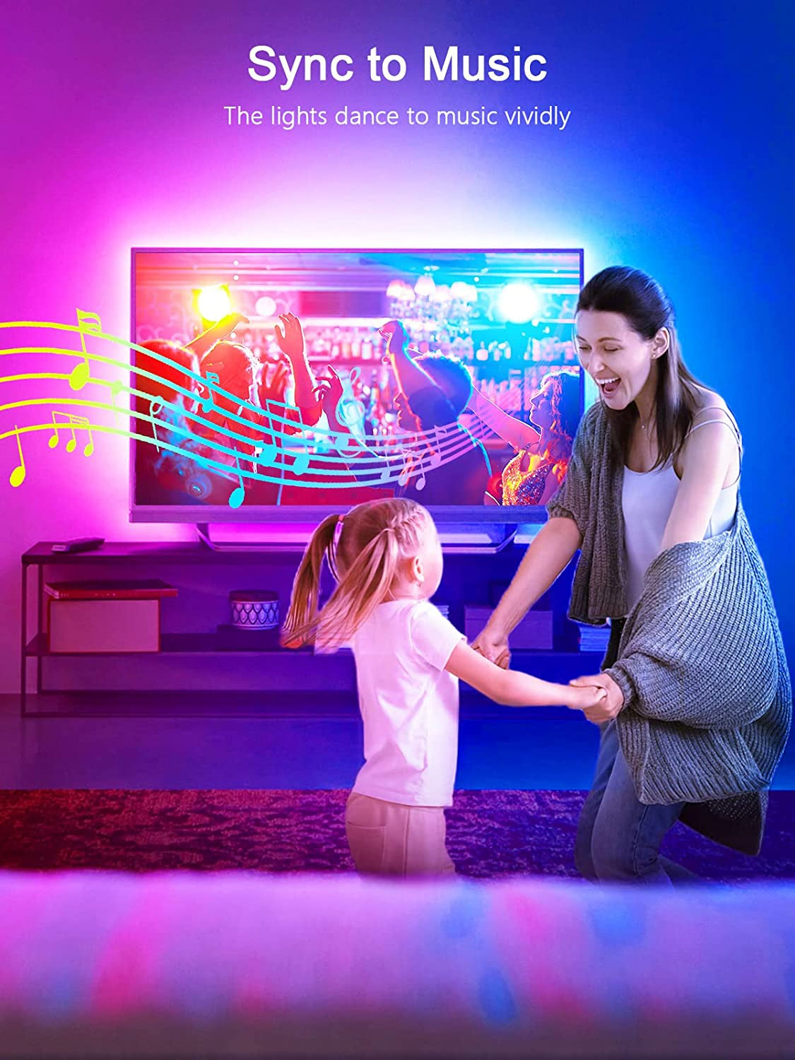 LED Lights for TV, 16.4Ft TV LED Lights for 45-75 Inch, RGB TV Lights Backlight Behind, Music Sync Bluetooth APP and Remote Control TV LED Strip Lights USB Powered for Bedroom/Gaming