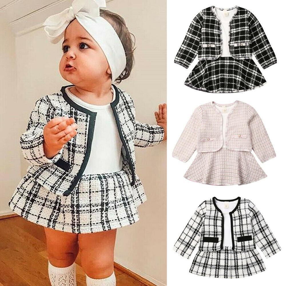 Long-sleeved Dresses Two-piece Children's Baby Small Incense Wind Suit - VINE GLOBAL