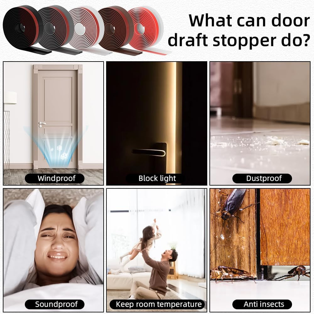 Door Draft Stopper for Bottom of Door, Adjustable Weather Stripping Door Seal for Cold Insulation, under Door Sweep for Exterior & Interior Doors, Door Bottom Seal Blocker Noise (39Inch,Brown)