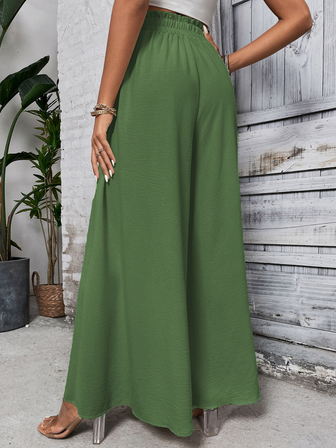 Honey Tied High Waist Wide Leg Pants - VINE GLOBAL