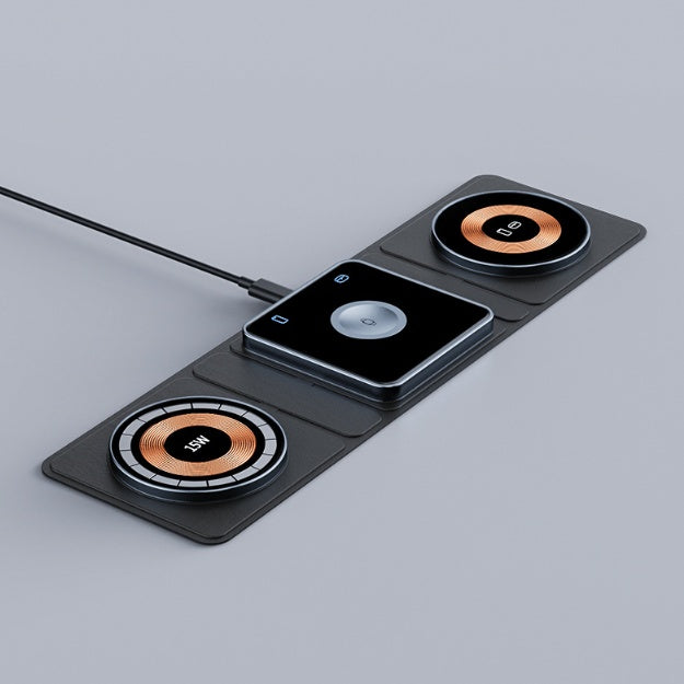 3 IN 1 Magnetic Folding Wireless Charger Station For IPhone Transparent Fast Charging For IWatch And Airpods - VINE GLOBAL