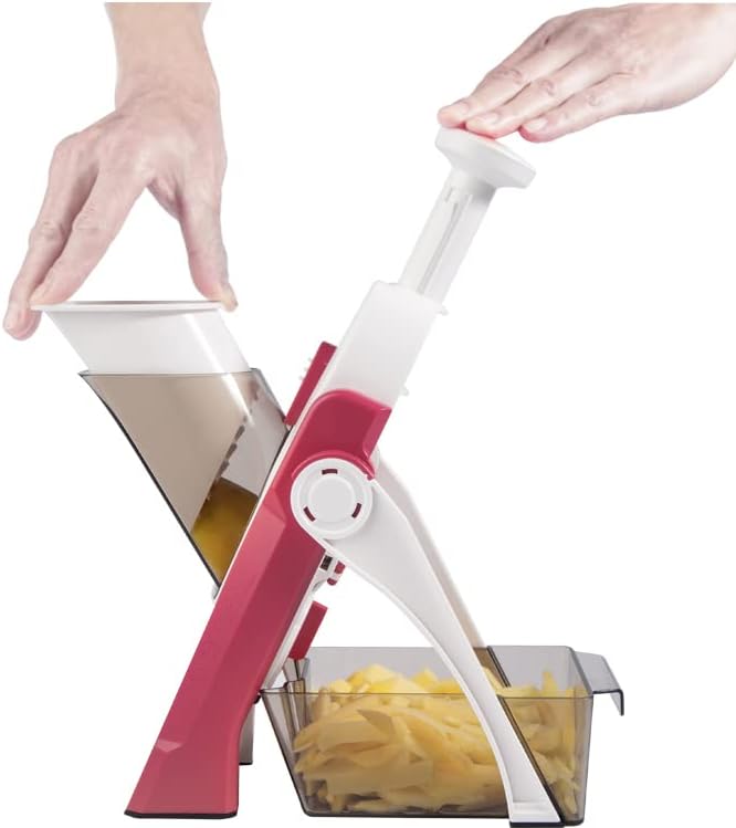 ONCE FOR ALL Safe Mandoline Slicer 5 in 1 Vegetable Chopper Food Potato Cutter, Strips Julienne Dicer Adjustable Thickness 0.1-8 mm Kitchen Chopping Artifact Fast Meal Prep (Gray) - VINE GLOBAL