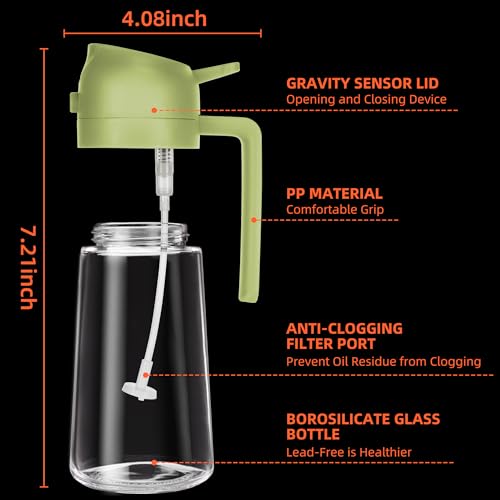 Oil Dispenser Bottle for Kitchen - 2 in 1 Olive Oil Dispenser and Oil Sprayer - VINE GLOBAL