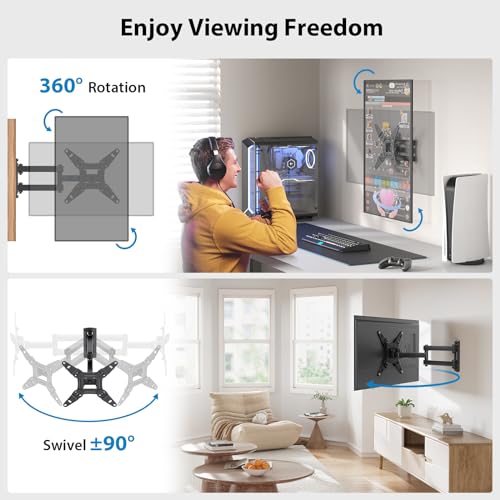 Full Motion TV Monitor Wall Mount Bracket Articulating Arms Swivel Tilt Extension Rotation for Most 13-42 Inch LED LCD Flat Curved Screen TVs & Monitors, Max VESA 200x200mm up to 44lbs by Pipishell - VINE GLOBAL