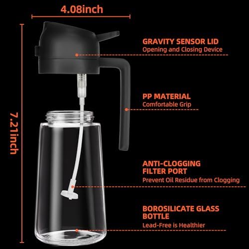 Oil Dispenser Bottle for Kitchen - 2 in 1 Olive Oil Dispenser and Oil Sprayer - VINE GLOBAL