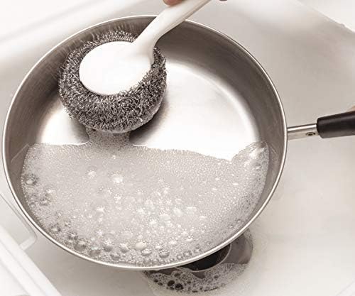 Stainless Steel Sponges Scourer Set with Handle 40 gram - Pack of 12 - Large Stainless Steel Scrubbers - Metal Scouring Pads - Kitchen Cleaning Tool - VINE GLOBAL