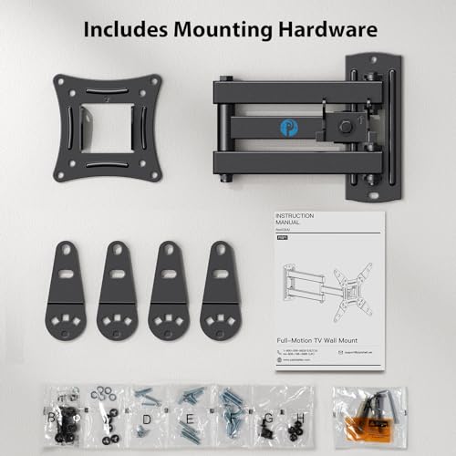 Full Motion TV Monitor Wall Mount Bracket Articulating Arms Swivel Tilt Extension Rotation for Most 13-42 Inch LED LCD Flat Curved Screen TVs & Monitors, Max VESA 200x200mm up to 44lbs by Pipishell - VINE GLOBAL