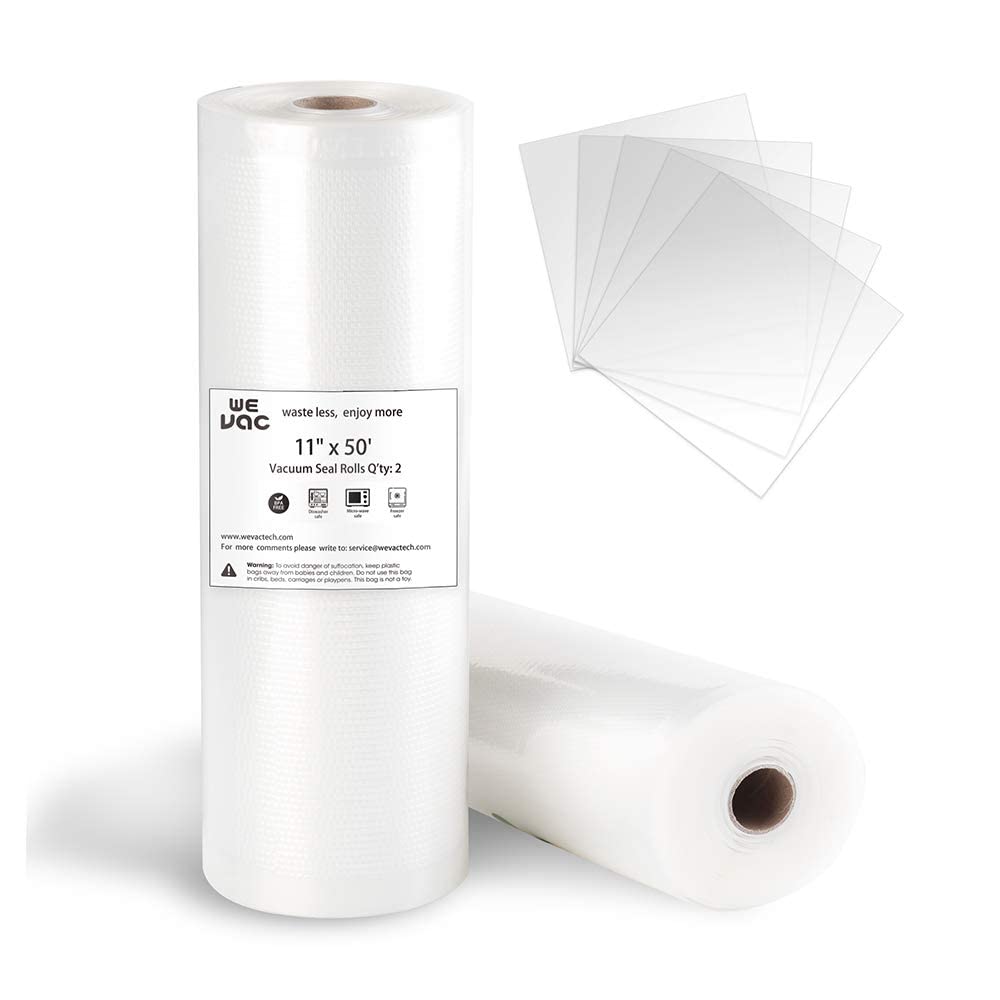 Vacuum Sealer Bags 8x50 Rolls 2 pack for Food Saver, Seal a Meal, Weston. Commercial Grade, BPA Free, Heavy Duty, Great for vac storage, Meal Prep or Sous Vide - VINE GLOBAL