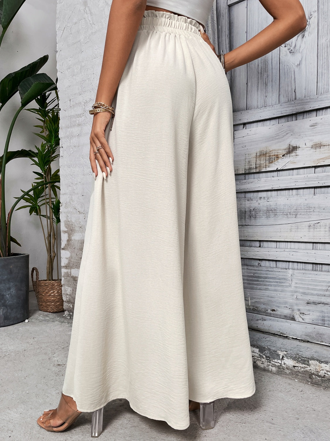 Honey Tied High Waist Wide Leg Pants - VINE GLOBAL