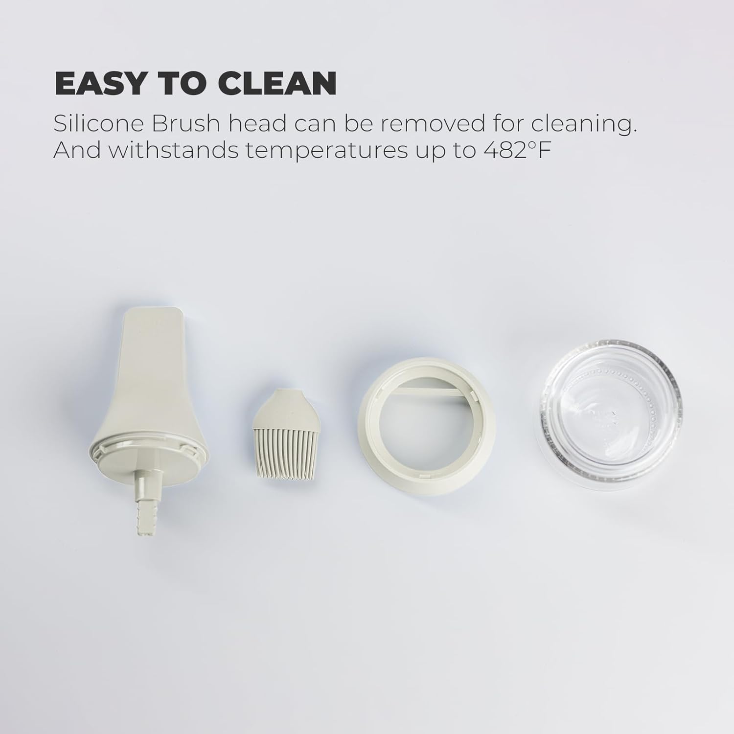 Zuutii Oil Dispenser with Silicone Brush for Cooking,Glass Oil Bottle with Heat Resistant Basting Brushes for Baking, Food Brush for Grilling, Butter, BBQ Sauce，Dishwasher Safe,4.4oz,Light Cream - VINE GLOBAL