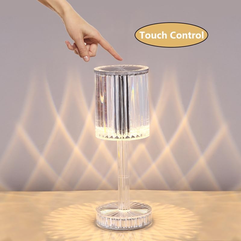 Portable Crystal Lamp,3 Color Touch Control | 3-Levels Brightness | Decor - VINE GLOBAL