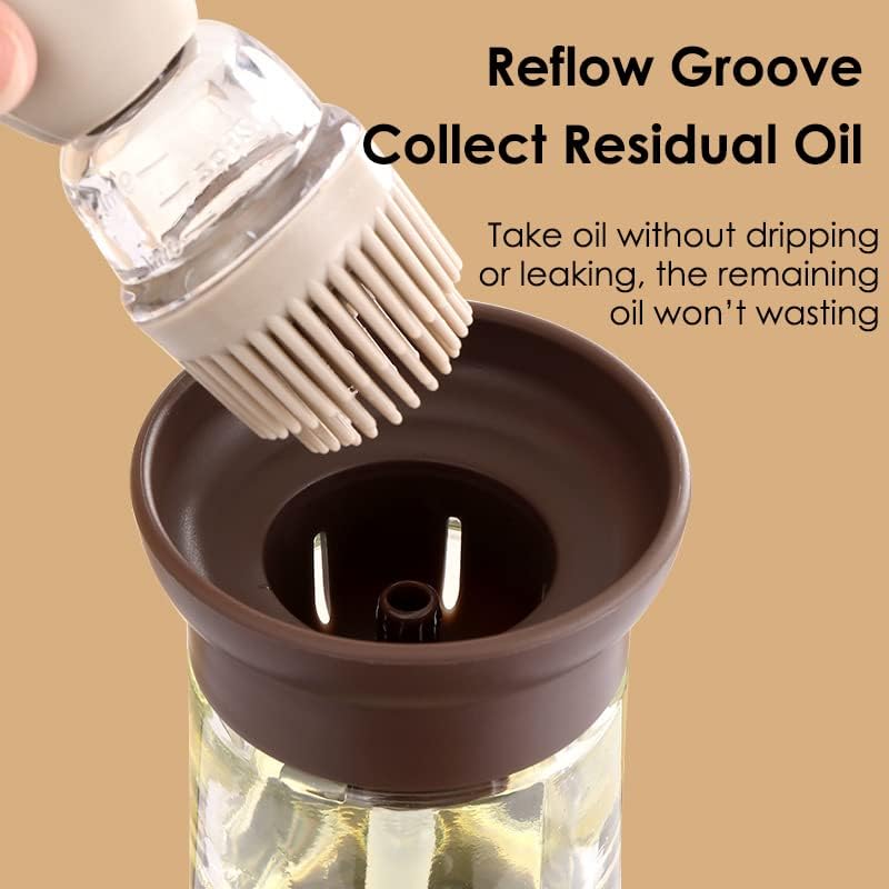 Oil Dispenser with Brush - Glass Olive Oil Dispenser for Kitchen, 2 IN 1 Oil Dispenser Bottle - VINE GLOBAL