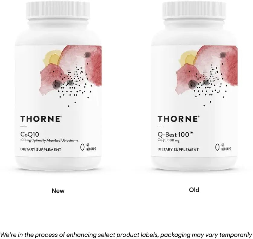 THORNE CoQ10 (Formerly Q-Best 100) - 100mg Optimally Absorbed Ubiquinone - Gluten-Free Dietary Supplement Support for Heart Health & Brain Function - 60 Gelcaps VINE GLOBAL