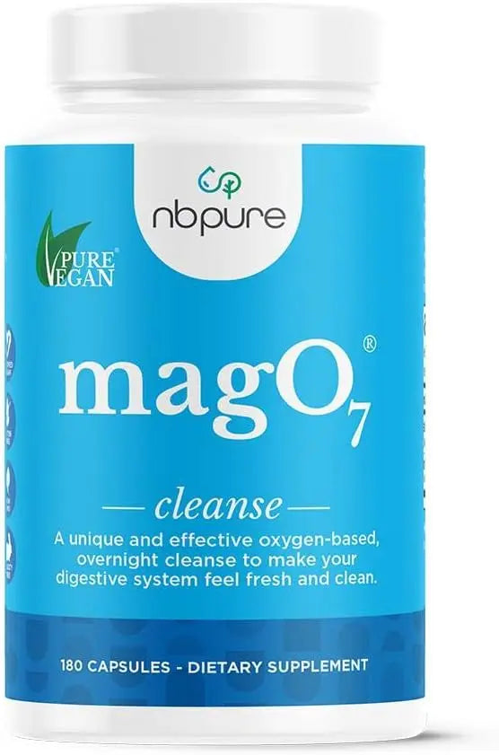 nbpure MagO7 - Natural Colon Cleanse & Detox - Occasional Constipation Relief, Stool Softening, & Bloating Support for Men & Women - Ozonated Magnesium Oxide, 180 Capsules VINE GLOBAL