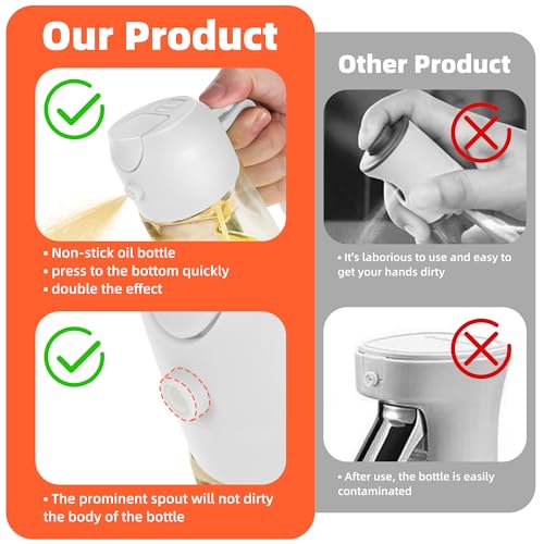Oil Dispenser Bottle for Kitchen - 2 in 1 Olive Oil Dispenser and Oil Sprayer - VINE GLOBAL