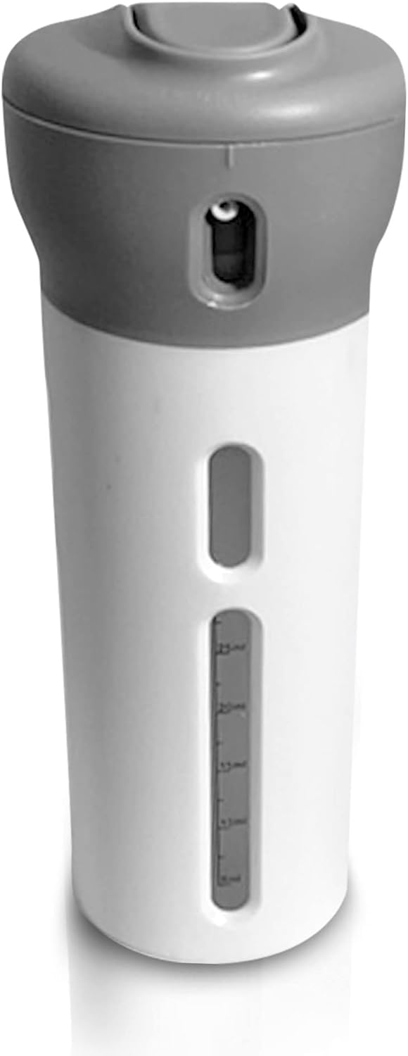 4 in 1 Travel Dispenser - Refillable Travel Container with 4 Liquid Dispenser for Toiletries, Shampoo, Lotion, Gel, Body Wash, Makeup - TSA Approved, Leak Proof, Bonus Pouch Bag, Labels (Gray) - VINE GLOBAL