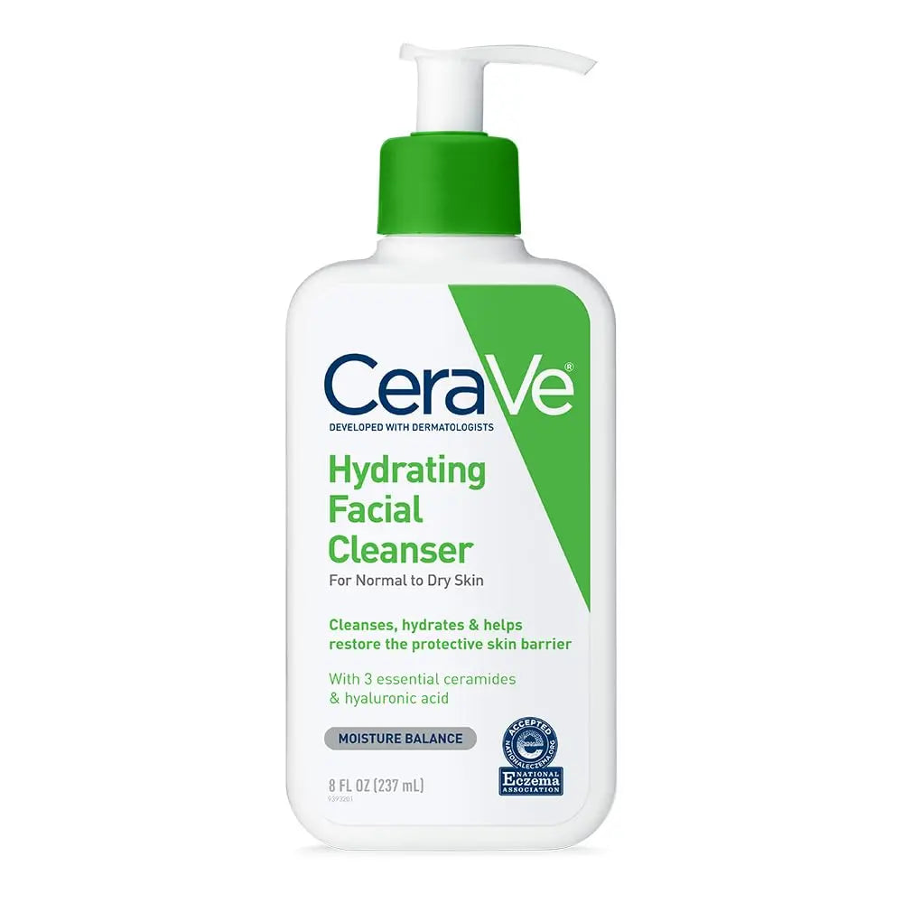 CeraVe Hydrating Cream-to-Foam Facial Cleanser with Hyaluronic Acid for Normal to Dry Skin, 3 fl oz Doba