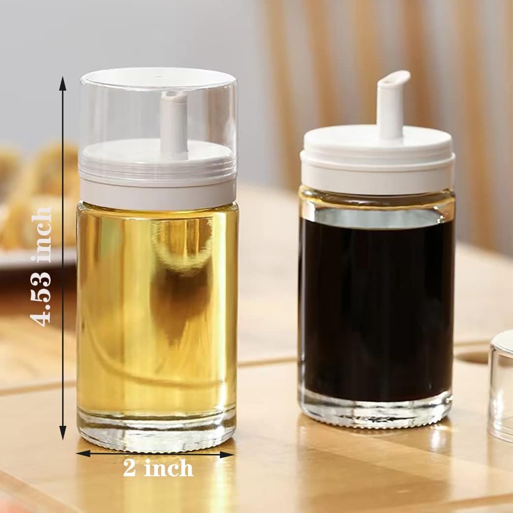 2 Pack Olive Oil and Vinegar Dispenser Bottle Set for Kitchen Small Glass Leak-Proof No Drip BPA Free Cooking Oil Container 3.38oz - VINE GLOBAL