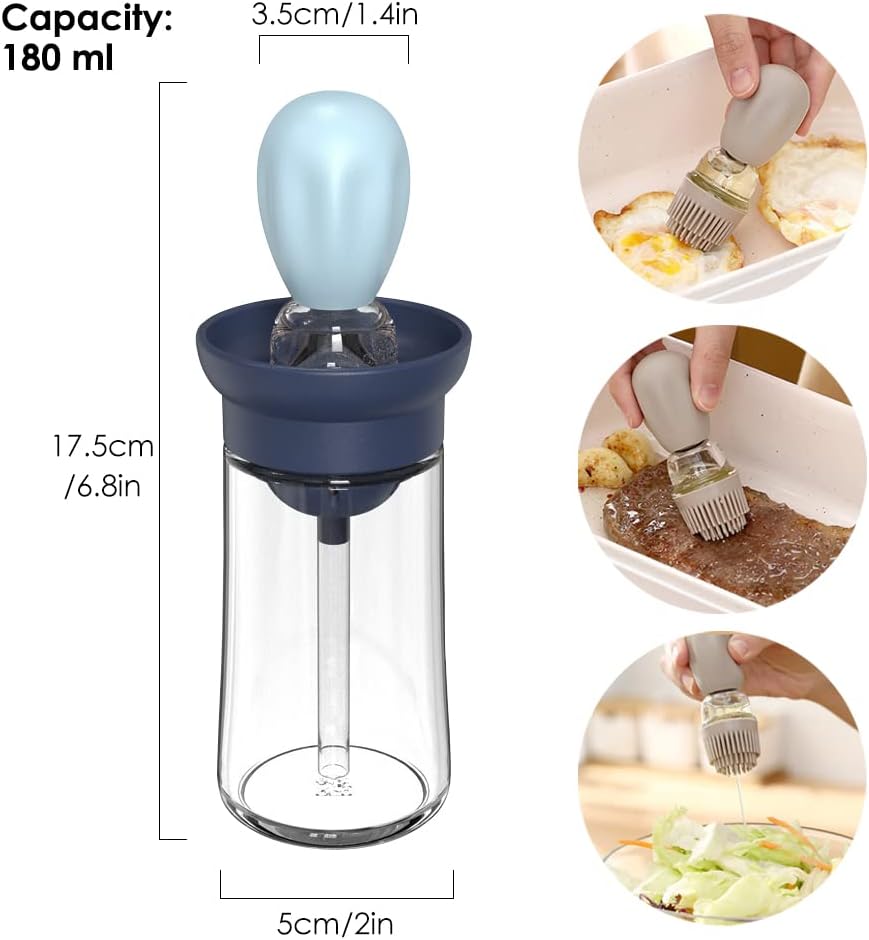 Oil Dispenser with Brush - Glass Olive Oil Dispenser for Kitchen, 2 IN 1 Oil Dispenser Bottle - VINE GLOBAL