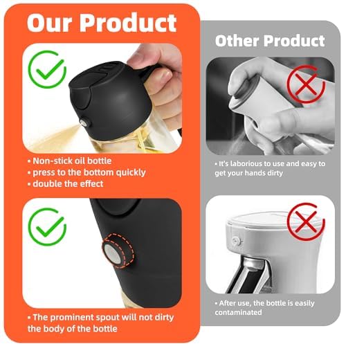 Oil Dispenser Bottle for Kitchen - 2 in 1 Olive Oil Dispenser and Oil Sprayer - VINE GLOBAL
