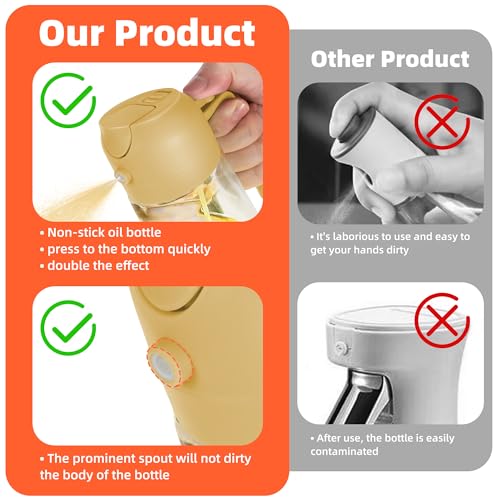 Oil Dispenser Bottle for Kitchen - 2 in 1 Olive Oil Dispenser and Oil Sprayer - VINE GLOBAL